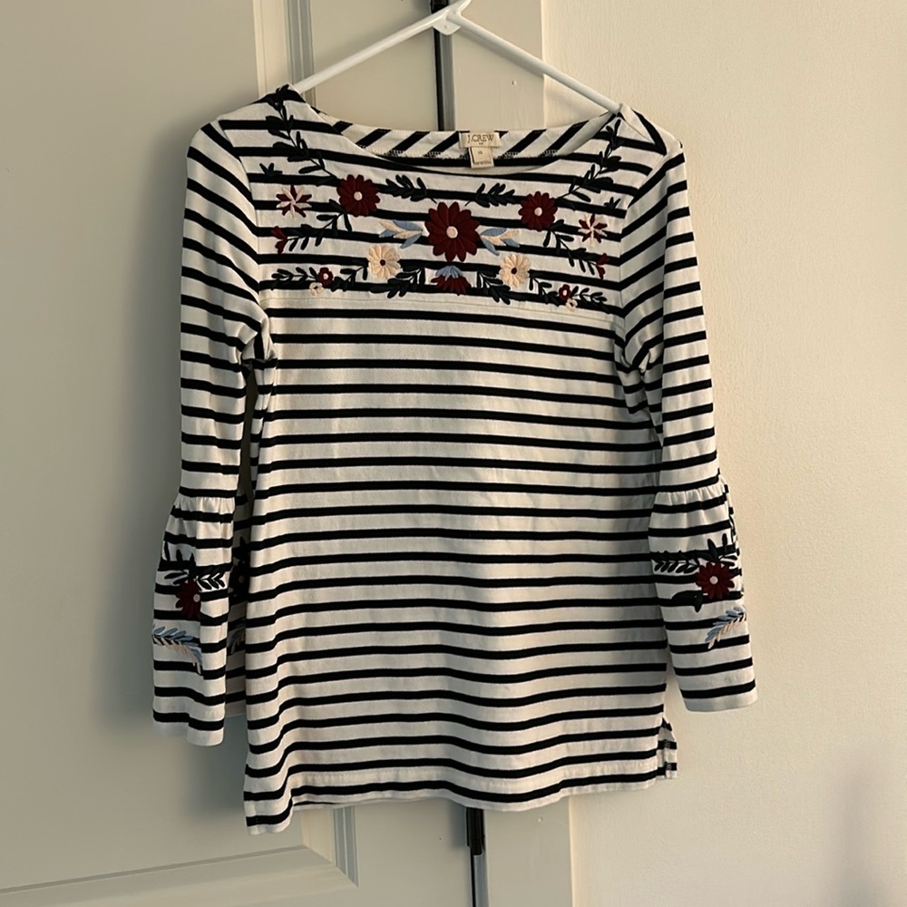 J Crew Bell Sleeve Striped Top